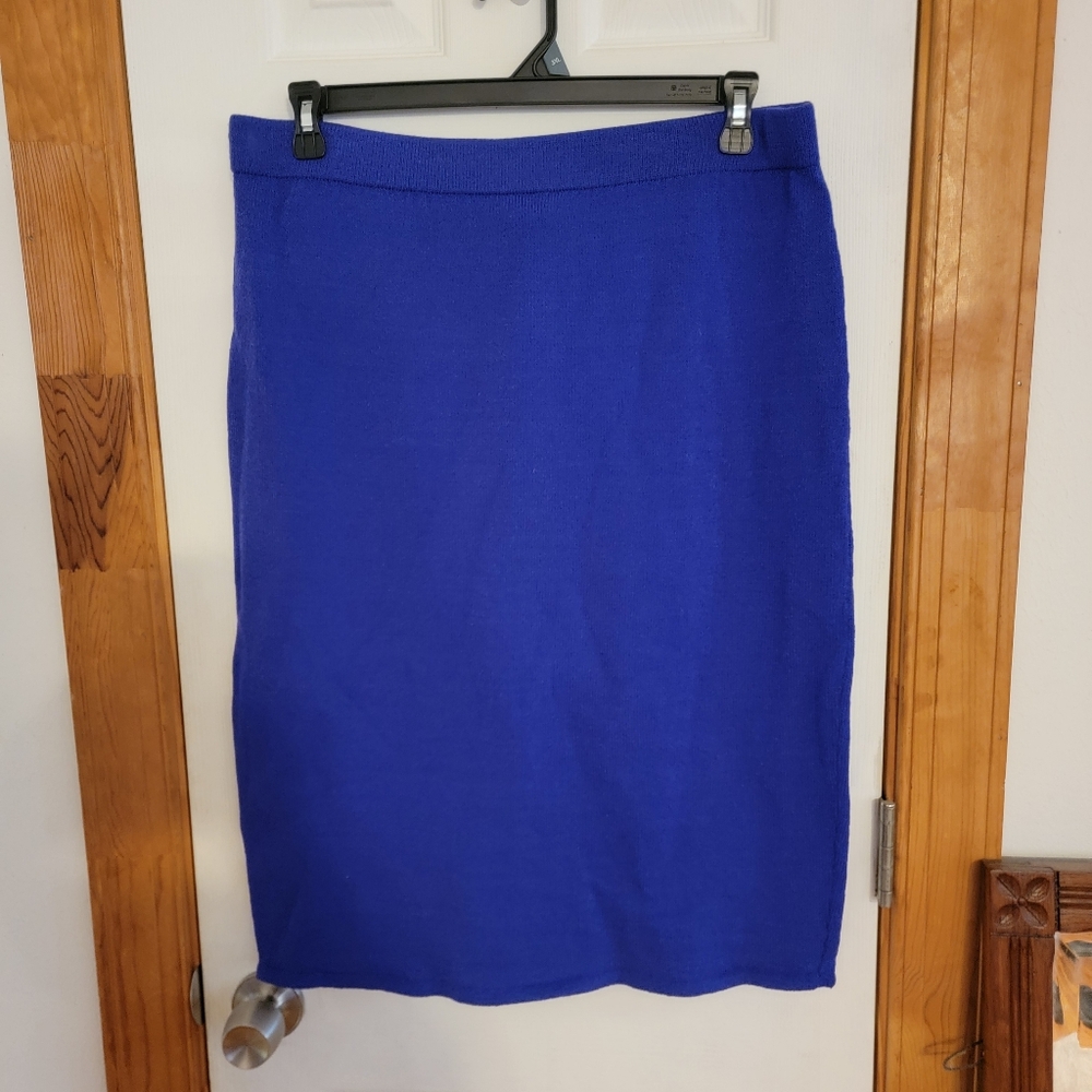 Toula Size 18 Skirt Royal Blue Pencil Straight Knit Wool Rayon Blend Career
